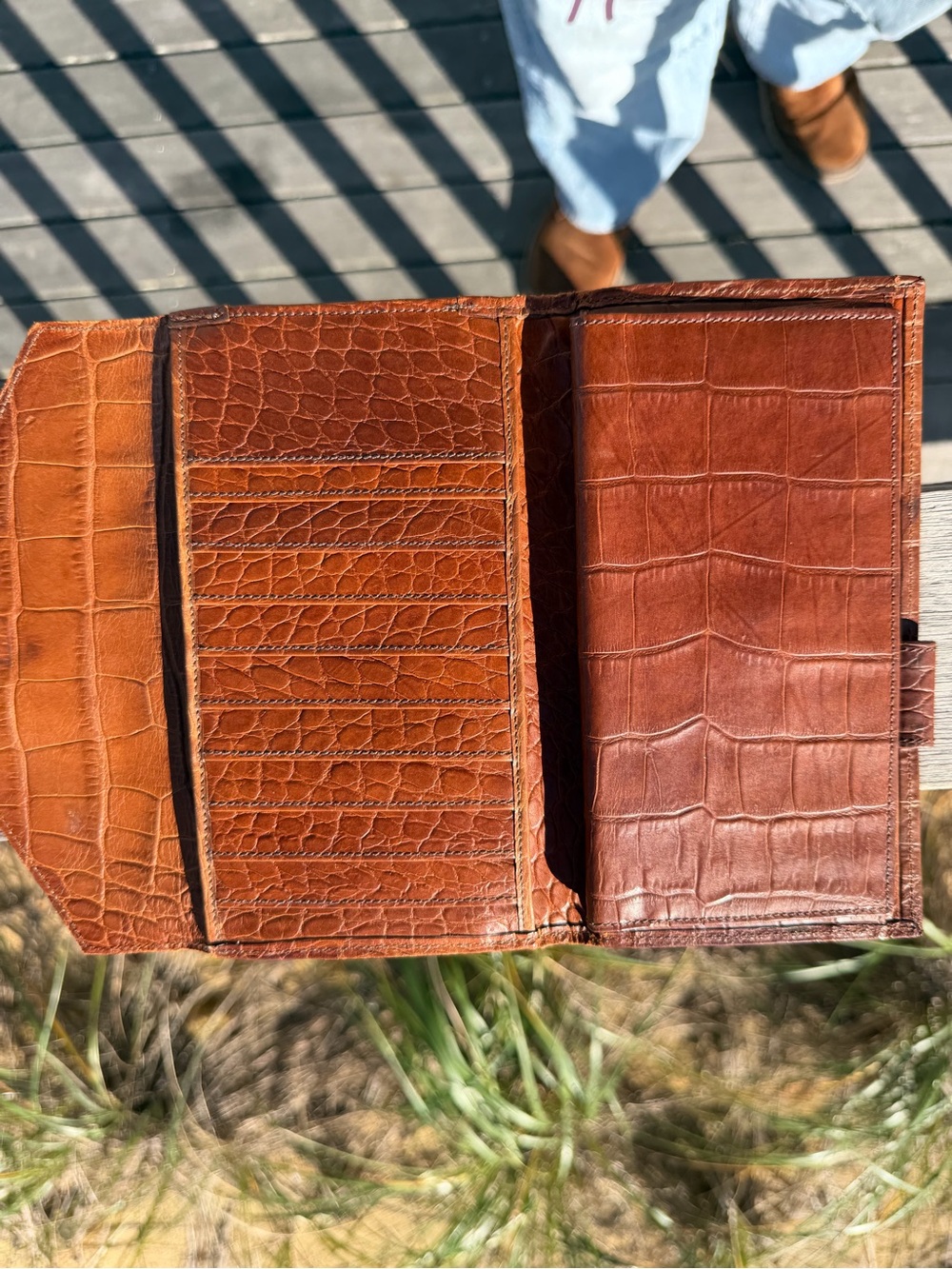 Vintage Ghurka Cognac Croc-Embossed Leather Continental Envelope Wallet - Picture 7 of 13